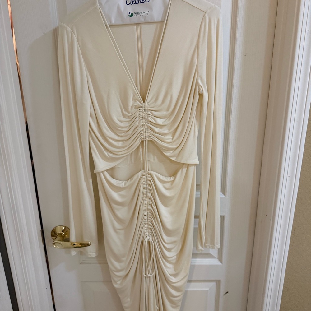 L'Academie Cream Long Sleeve Cut-Out Dress - Picture 4 of 5